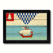 Load image into Gallery viewer, Belfast City Maine State Vintage Flag Canvas Print Black Picture Frame