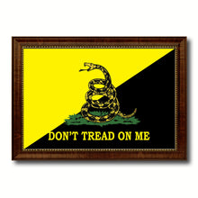 Load image into Gallery viewer, Gadsden Don't Tread on Me Military Flag Canvas Print with Brown Picture Frame Home Decor Wall Art Gift Ideas