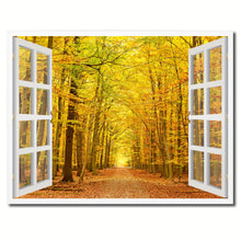 Load image into Gallery viewer, Pathway Autumn Park Yellow Leaves Picture French Window Framed Canvas Print Home Decor Wall Art Collection
