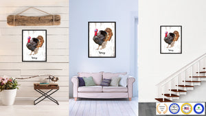 Turkey Bird Canvas Print, Black Picture Frame Gift Ideas Home Decor Wall Art Decoration