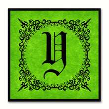 Load image into Gallery viewer, Alphabet Y Green Canvas Print Black Frame Kids Bedroom Wall Décor Home Art