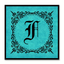 Load image into Gallery viewer, Alphabet F Aqua Canvas Print Black Frame Kids Bedroom Wall Décor Home Art