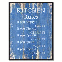 Load image into Gallery viewer, Kitchen Rules Saying Canvas Print, Black Picture Frame Home Decor Wall Art Gifts