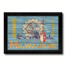 Load image into Gallery viewer, Milwaukee City Wisconsin State Texture Flag Canvas Print Black Picture Frame