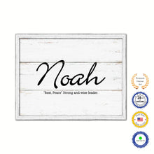 Load image into Gallery viewer, Noah Name Plate White Wash Wood Frame Canvas Print Boutique Cottage Decor Shabby Chic