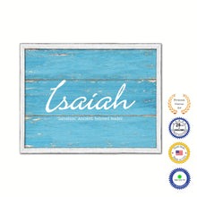 Load image into Gallery viewer, Isaiah Name Plate White Wash Wood Frame Canvas Print Boutique Cottage Decor Shabby Chic