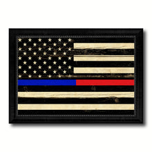 Load image into Gallery viewer, Thin Blue Line Police & Thin Red Line Firefighter Respect & Honor Law Enforcement First Responder American USA Flag Vintage Canvas Print with Picture Frame Home Decor Wall Art