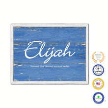 Load image into Gallery viewer, Elijah Name Plate White Wash Wood Frame Canvas Print Boutique Cottage Decor Shabby Chic