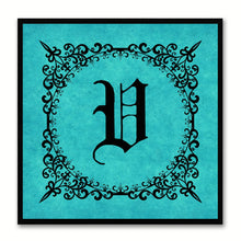 Load image into Gallery viewer, Alphabet V Aqua Canvas Print Black Frame Kids Bedroom Wall Décor Home Art