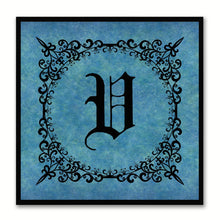 Load image into Gallery viewer, Alphabet V Blue Canvas Print Black Frame Kids Bedroom Wall Décor Home Art