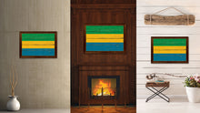 Load image into Gallery viewer, Gabon Country Flag Vintage Canvas Print with Brown Picture Frame Home Decor Gifts Wall Art Decoration Artwork