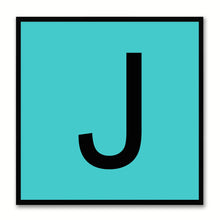 Load image into Gallery viewer, Alphabet J Aqua Canvas Print Black Frame Kids Bedroom Wall Décor Home Art