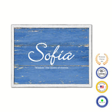 Load image into Gallery viewer, Sofia Name Plate White Wash Wood Frame Canvas Print Boutique Cottage Decor Shabby Chic