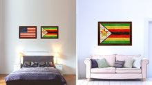 Load image into Gallery viewer, Zimbabwe Country Flag Texture Canvas Print with Brown Custom Picture Frame Home Decor Gift Ideas Wall Art Decoration