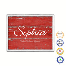 Load image into Gallery viewer, Sophia Name Plate White Wash Wood Frame Canvas Print Boutique Cottage Decor Shabby Chic