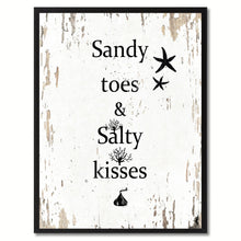 Load image into Gallery viewer, Sandy Toes & Salty Kisses Saying Canvas Print, Black Picture Frame Home Decor Wall Art Gifts