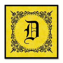 Load image into Gallery viewer, Alphabet D Yellow Canvas Print Black Frame Kids Bedroom Wall Décor Home Art