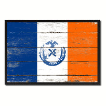 Load image into Gallery viewer, New York City New York State Flag Vintage Canvas Print with Black Picture Frame Home Decor Wall Art Collectible Decoration Artwork Gifts