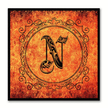 Load image into Gallery viewer, Alphabet N Orange Canvas Print Black Frame Kids Bedroom Wall Décor Home Art