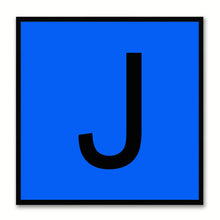 Load image into Gallery viewer, Alphabet J Blue Canvas Print Black Frame Kids Bedroom Wall Décor Home Art