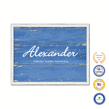 Load image into Gallery viewer, Alexander Name Plate White Wash Wood Frame Canvas Print Boutique Cottage Decor Shabby Chic