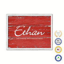 Load image into Gallery viewer, Ethan Name Plate White Wash Wood Frame Canvas Print Boutique Cottage Decor Shabby Chic
