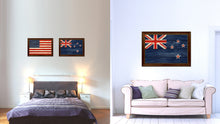 Load image into Gallery viewer, New Zealand Country Flag Texture Canvas Print with Brown Custom Picture Frame Home Decor Gift Ideas Wall Art Decoration