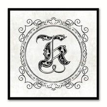 Load image into Gallery viewer, Alphabet K White Canvas Print Black Frame Kids Bedroom Wall Décor Home Art