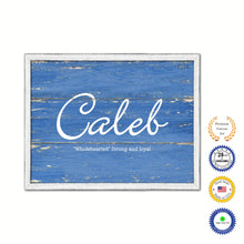 Load image into Gallery viewer, Caleb Name Plate White Wash Wood Frame Canvas Print Boutique Cottage Decor Shabby Chic