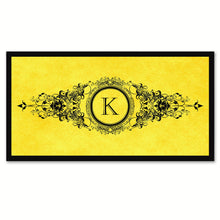 Load image into Gallery viewer, Alphabet Letter K Yellow Canvas Print, Black Custom Frame