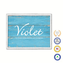 Load image into Gallery viewer, Violet Name Plate White Wash Wood Frame Canvas Print Boutique Cottage Decor Shabby Chic