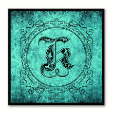 Load image into Gallery viewer, Alphabet K Aqua Canvas Print Black Frame Kids Bedroom Wall Décor Home Art