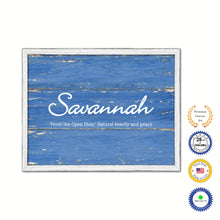 Load image into Gallery viewer, Savannah Name Plate White Wash Wood Frame Canvas Print Boutique Cottage Decor Shabby Chic