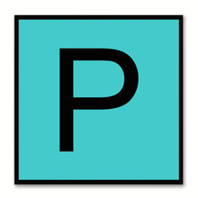 Load image into Gallery viewer, Alphabet P Aqua Canvas Print Black Frame Kids Bedroom Wall Décor Home Art
