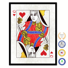 Load image into Gallery viewer, Queen Heart Poker Decks of Vintage Cards Print on Canvas Black Custom Framed