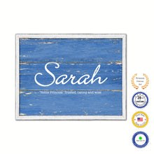 Load image into Gallery viewer, Sarah Name Plate White Wash Wood Frame Canvas Print Boutique Cottage Decor Shabby Chic