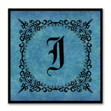 Load image into Gallery viewer, Alphabet I Blue Canvas Print Black Frame Kids Bedroom Wall Décor Home Art