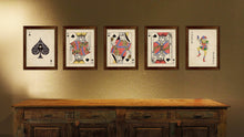 Load image into Gallery viewer, Ace Spades Poker Decks of Vintage Cards Print on Canvas Brown Custom Framed
