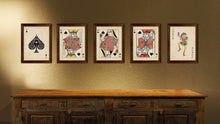 Load image into Gallery viewer, One Eye Jack Heart Poker Decks of Vintage Cards Print on Canvas Brown Custom Framed