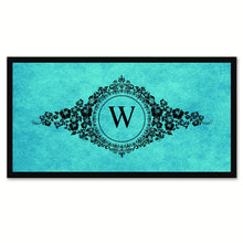 Load image into Gallery viewer, Alphabet Letter W Auqa Canvas Print, Black Custom Frame