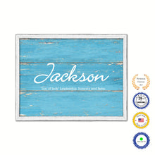 Load image into Gallery viewer, Jackson Name Plate White Wash Wood Frame Canvas Print Boutique Cottage Decor Shabby Chic