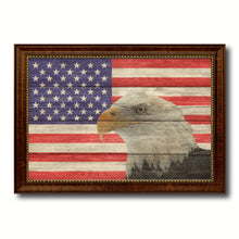 Load image into Gallery viewer, USA Eagle American Flag Texture Canvas Print with Brown Picture Frame Gifts Home Decor Wall Art Collectible Decoration Artwork