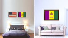 Load image into Gallery viewer, New Orleans Mardi Gras Flag Canvas Print Brown Picture Frame