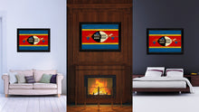 Load image into Gallery viewer, Swaziland Country Flag Vintage Canvas Print with Black Picture Frame Home Decor Gifts Wall Art Decoration Artwork