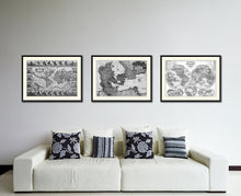 Load image into Gallery viewer, Denmark Centuries Vintage B&W Map Canvas Print, Picture Frame Home Decor Wall Art Gift Ideas