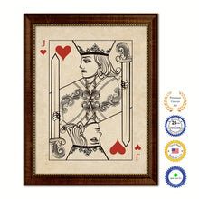 Load image into Gallery viewer, One Eye Jack Heart Poker Decks of Vintage Cards Print on Canvas Brown Custom Framed