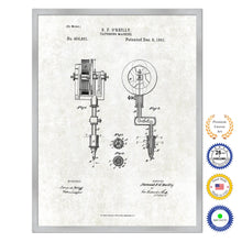 Load image into Gallery viewer, 1891 Tattooing Machine Old Patent Art Print on Canvas Custom Framed Vintage Home Decor Wall Decoration Great for Gifts