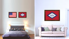 Load image into Gallery viewer, Arkansas State Flag Canvas Print with Custom Brown Picture Frame Home Decor Wall Art Decoration Gifts