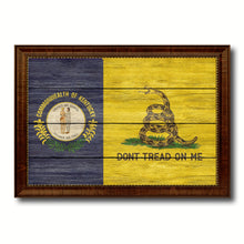 Load image into Gallery viewer, Gadsden Don't Tread On Me Tea Party Kentucky State Military Flag Texture Canvas Print with Brown Picture Frame Home Decor Wall Art Gifts