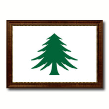 Load image into Gallery viewer, Naval & Maritime City Massachusetts State Flag Canvas Print Brown Picture Frame